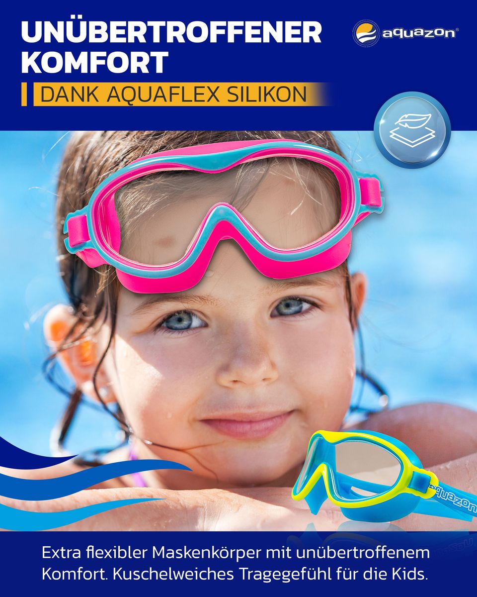 WAVE Junior Kinder Schwimmbrille, Schnorchelbrille, 3-7 Jahre