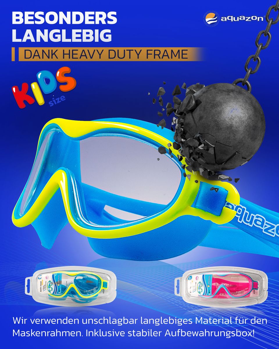 WAVE Junior Kinder Schwimmbrille, Schnorchelbrille, 3-7 Jahre