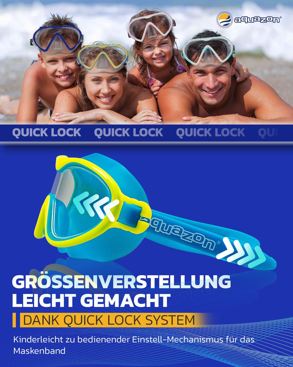 WAVE Junior Kinder Schwimmbrille, Schnorchelbrille, 3-7 Jahre