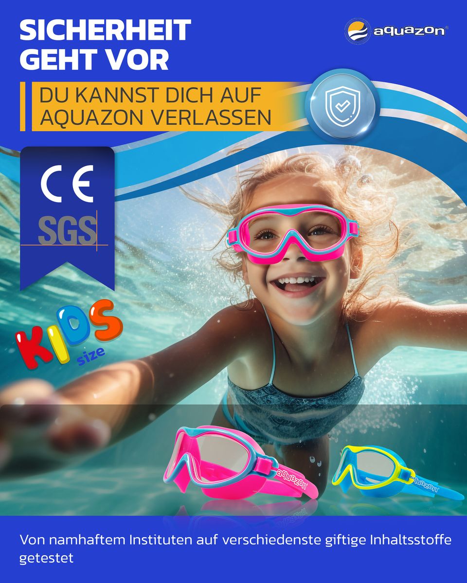 WAVE Junior Kinder Schwimmbrille, Schnorchelbrille, 3-7 Jahre